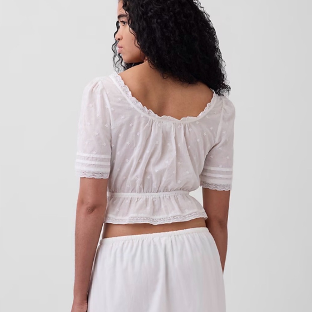 Gap White Lace Trim Peplum Top - Picture 2 of 8